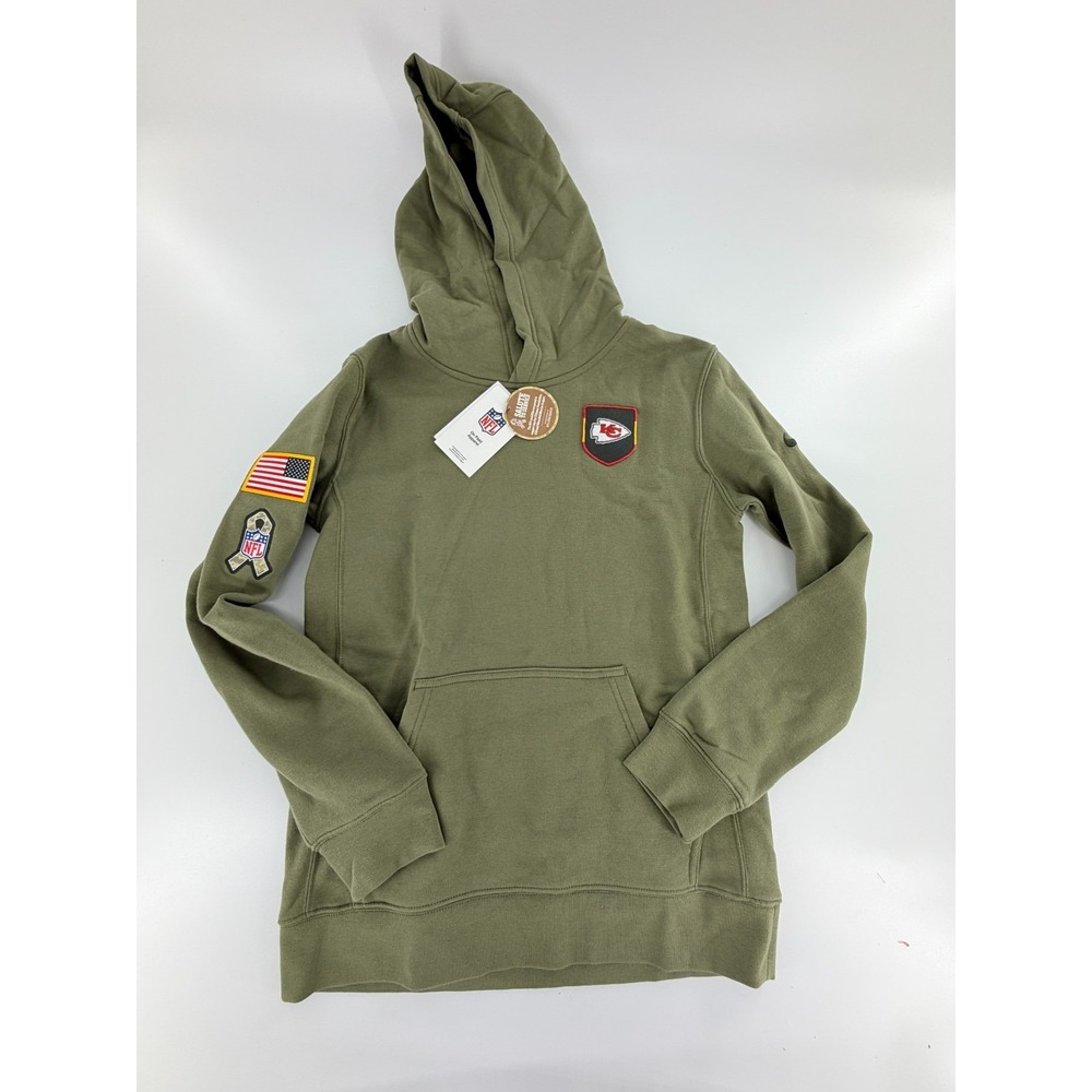 Kansas City Chiefs Nike Salute to Service Hoodie Youth Size Small S 8 NWT Olive